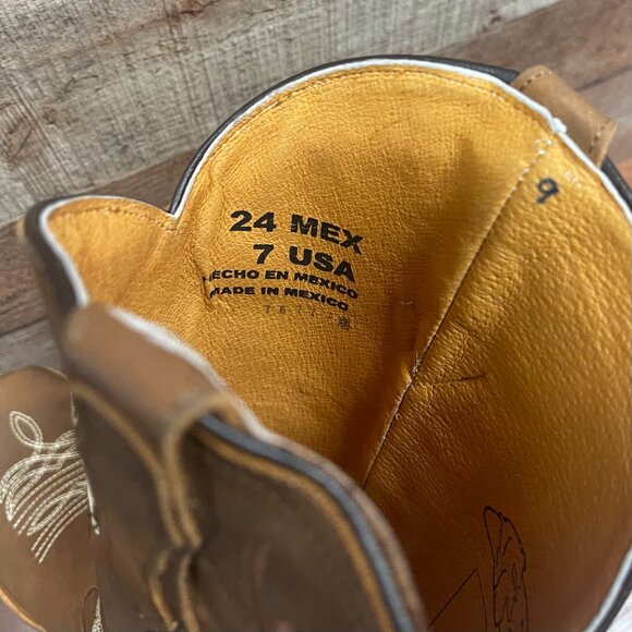 WOMEN RODEO Western COWGIRL Square Toe Brown BOOTS GENUINE LEATHER Botas Vaquera - Picture 7 of 7